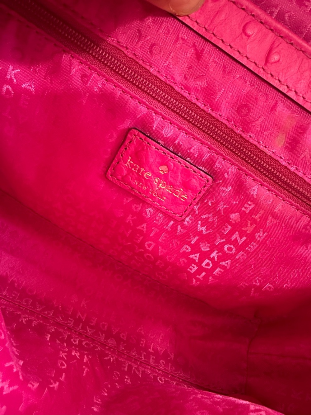 Kate Spade Hot Pink Textured Crossbody with Gold Chain - Picture 9 of 12